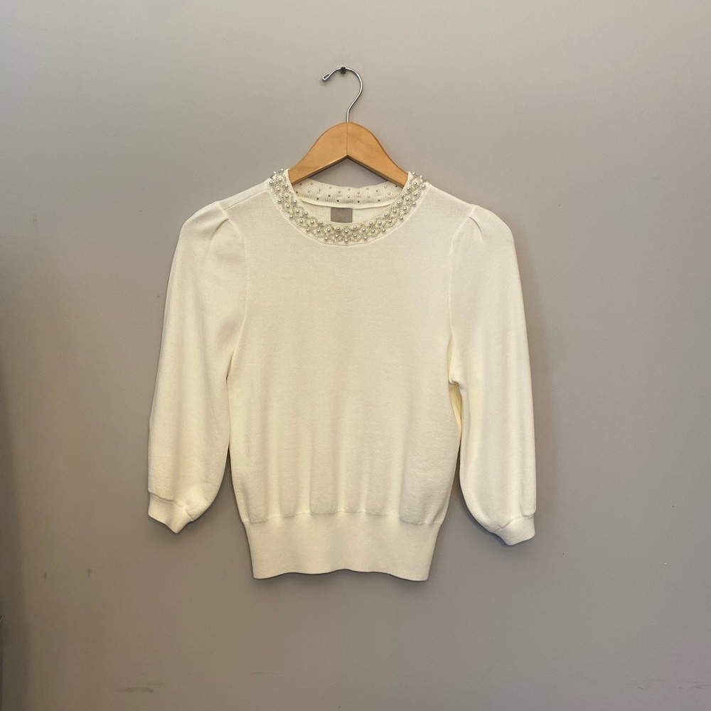 White H&M sweater with beading, size XS